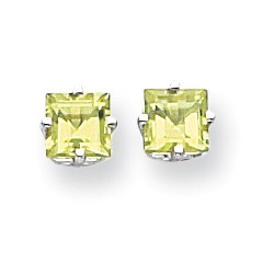 14k White Gold 5 mm Square Step Cut Peridot Earrings 14k White Gold 5 mm Square Step Cut Peridot Earrings